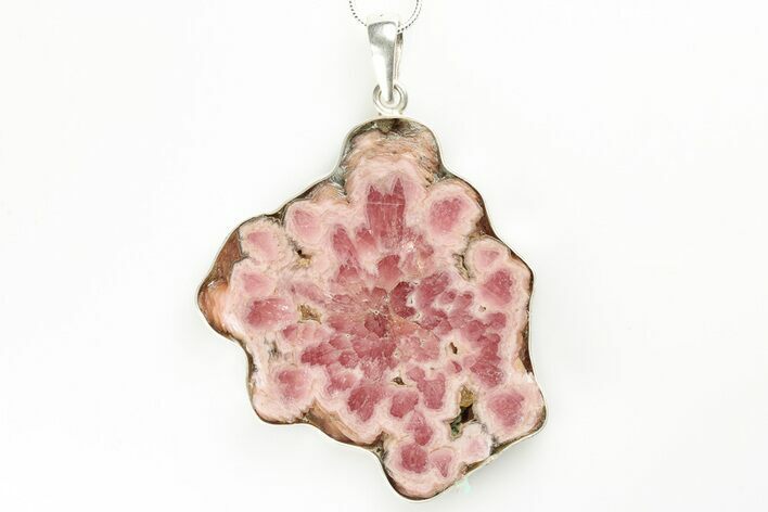 Large, Rhodochrosite Pendant (Necklace) - Sterling Silver #192302